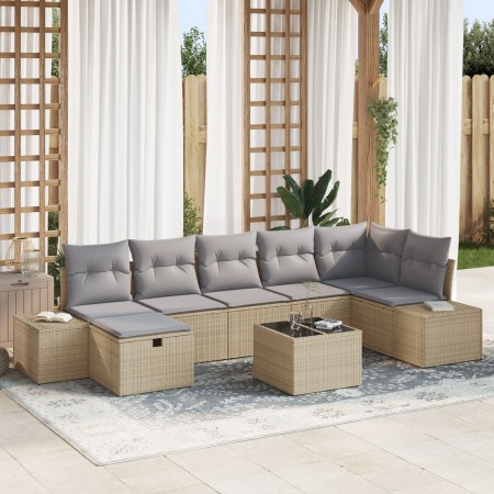 Set de Sofá de Jardín de 8 Piezas con Cojines Beige Poliratán von , Outdoor-Sofas - Ref: Foro24-3359409, Preis: 541,52 €, Rab...