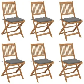 6 Stück klappbare Gartenstühle und Kissen aus massivem Akazienholz von vidaXL, Gartenstühle - Ref: Foro24-3075010, Preis: 312...