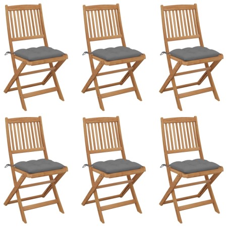 6 Stück klappbare Gartenstühle und Kissen aus massivem Akazienholz von vidaXL, Gartenstühle - Ref: Foro24-3075010, Preis: 319...