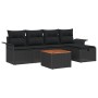 Conjunto de Sofá de Jardín de 6 Piezas con Cojines Negros de Poliratán de , Sofás de exterior - Ref: Foro24-3359450, Precio: ...