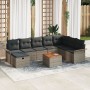 Juego de Sofá de Jardín de 9 Piezas con Cojines Gris Poliratán by , Outdoor sofas - Ref: Foro24-3359468, Price: 543,74 €, Dis...