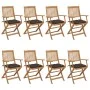 Klappbare Gartenstühle 8 Stück und Kissen aus massivem Akazienholz von vidaXL, Gartenstühle - Ref: Foro24-3074990, Preis: 468...