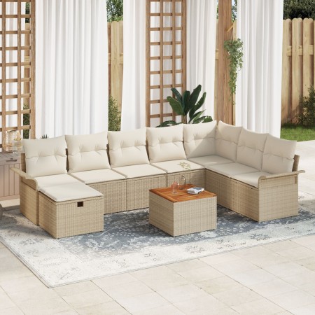 Conjunto de Sofás de Jardín de 9 Piezas con Cojines Beige Polirratán by , Outdoor sofas - Ref: Foro24-3359470, Price: 580,55 ...