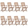 Klappbare Gartenstühle 8 Stück und Kissen aus massivem Akazienholz von vidaXL, Gartenstühle - Ref: Foro24-3074990, Preis: 478...