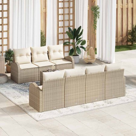Conjunto de sofá de jardín 8 pcs Beige 55 x 55 x 37 cm