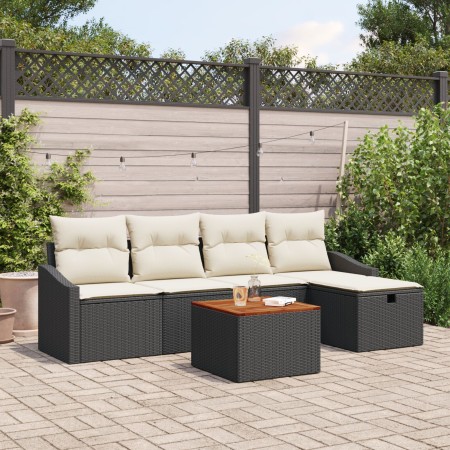 Conjunto de Sofá de Jardín de 6 Piezas con Cojines Ratán Flexible Negro by , Outdoor sofas - Ref: Foro24-3359558, Price: 347,...