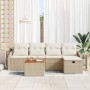 Conjunto de Sofá de Jardín de 6 Piezas con Cojines Beige Ratán Poli by , Outdoor sofas - Ref: Foro24-3359561, Price: 380,68 €...