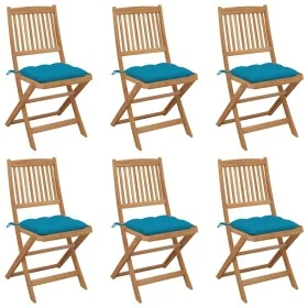 Folding garden chairs 6 units and solid acacia wood cushions by vidaXL, Garden chairs - Ref: Foro24-3075013, Price: 300,29 €,...