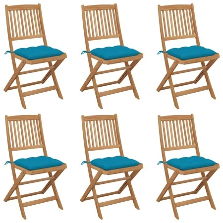 Folding garden chairs 6 units and solid acacia wood cushions by vidaXL, Garden chairs - Ref: Foro24-3075013, Price: 300,29 €,...
