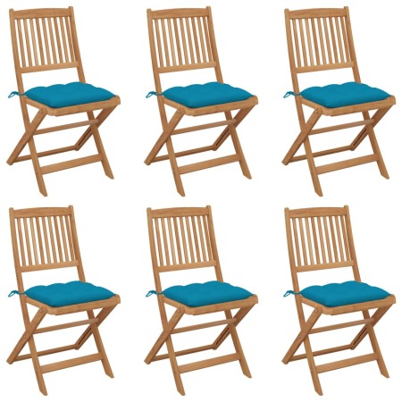 Klappbare Gartenstühle 6 Stück und Kissen aus massivem Akazienholz von vidaXL, Gartenstühle - Ref: Foro24-3075013, Preis: 317...