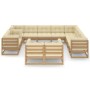 Set de muebles de jardín 12 pzs cojines madera pino marrón miel de vidaXL, Conjuntos de jardín - Ref: Foro24-3077007, Precio:...