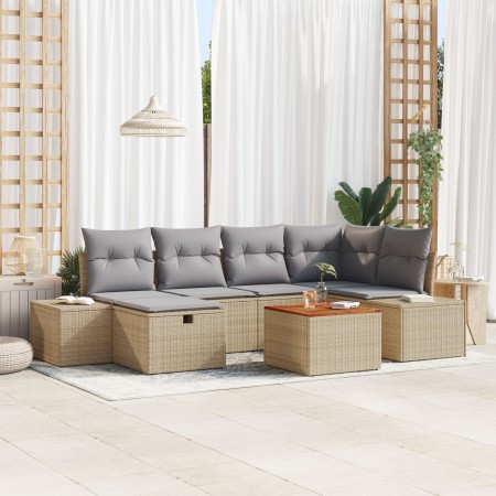 Conjunto de sofá de jardín de 7 piezas con cojines en beige poli ratán von , Outdoor-Sofas - Ref: Foro24-3359595, Preis: 463,...