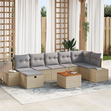 Juego de Sofá de Jardín 8 Piezas con Cojines Beige Ratán Poliéster von , Outdoor-Sofas - Ref: Foro24-3359602, Preis: 527,66 €...