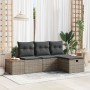 Conjunto de sofá de jardín de 4 piezas con cojines Gris Ratán Poli by , Outdoor sofas - Ref: Foro24-3359616, Price: 301,31 €,...