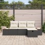 Conjunto de sofá de jardín de 4 piezas con cojines negros de poliratán by , Outdoor sofas - Ref: Foro24-3359614, Price: 296,4...