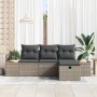 Conjunto de sofá de jardín de 4 piezas con cojines Gris Ratán Poli by , Outdoor sofas - Ref: Foro24-3359616, Price: 301,31 €,...
