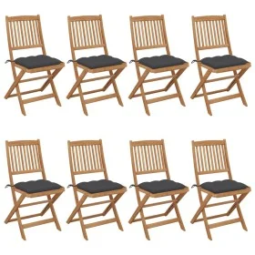 8 pcs folding garden chairs and solid acacia wood cushions by vidaXL, Garden chairs - Ref: Foro24-3075036, Price: 395,25 €, D...