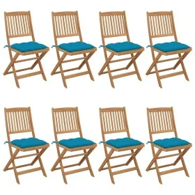 8 Stück klappbare Gartenstühle und Kissen aus massivem Akazienholz von vidaXL, Gartenstühle - Ref: Foro24-3075040, Preis: 368...