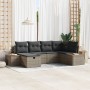 Juego de Sofás de Jardín de 6 Piezas con Cojines Gris Ratán Polimérico by , Outdoor sofas - Ref: Foro24-3359631, Price: 421,6...