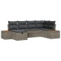 Juego de Sofás de Jardín de 6 Piezas con Cojines Gris Ratán Polimérico by , Outdoor sofas - Ref: Foro24-3359631, Price: 421,6...