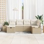 Juego de Sofás de Jardín de 6 Piezas con Cojines Beige Ratán Poliéster von , Outdoor-Sofas - Ref: Foro24-3359633, Preis: 461,...