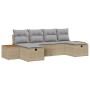 Conjunto de Sofá de Jardín de 6 Piezas con Cojines Beige Ratán Poliéster von , Outdoor-Sofas - Ref: Foro24-3359652, Preis: 41...