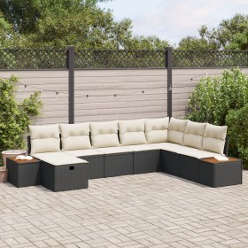 Conjunto de Sofá de Jardín de 8 Piezas con Cojines Ratán Polimérico Negro by , Outdoor sofas - Ref: Foro24-3359654, Price: 50...