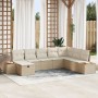 Juego de Sofá de Jardín de 8 Piezas con Cojines Beige Ratán Poliéster by , Outdoor sofas - Ref: Foro24-3359658, Price: 573,20...