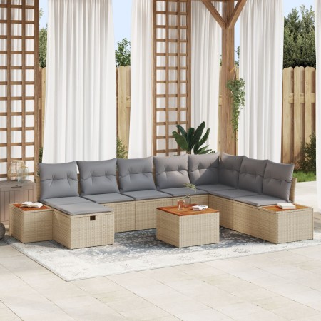 Juego de Sofá de Jardín de 9 Piezas con Cojines Beige Poliratán von , Outdoor-Sofas - Ref: Foro24-3359662, Preis: 573,83 €, R...