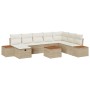 Conjunto de Sofás de Jardín de 9 Piezas con Cojines Beige Ratán Poliéster by , Outdoor sofas - Ref: Foro24-3359663, Price: 62...