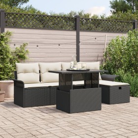 Juego de Sofá de Jardín de 6 Piezas con Cojines Negro Ratán Poli by , Outdoor sofas - Ref: Foro24-3359664, Price: 409,98 €, D...