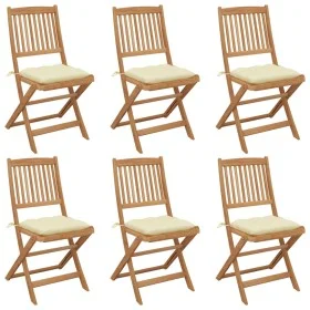 Folding garden chairs 6 units and solid acacia wood cushions by vidaXL, Garden chairs - Ref: Foro24-3075011, Price: 317,47 €,...