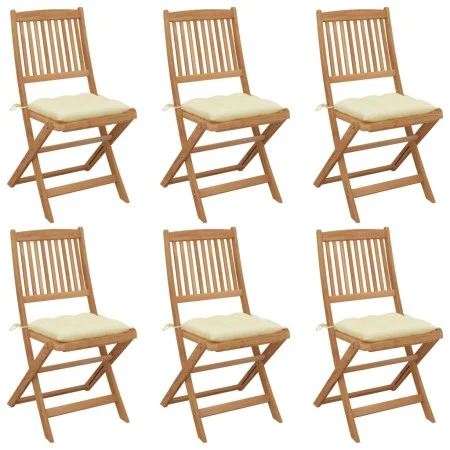 Folding garden chairs 6 units and solid acacia wood cushions by vidaXL, Garden chairs - Ref: Foro24-3075011, Price: 317,47 €,...