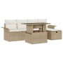 Conjunto de Sofá de Jardín de 6 Piezas con Cojines Beige de Ratán Poliéster by , Outdoor sofas - Ref: Foro24-3359668, Price: ...