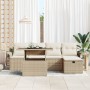 Conjunto de Sofá de Jardín de 6 Piezas con Cojines Beige de Ratán Poliéster by , Outdoor sofas - Ref: Foro24-3359668, Price: ...