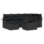 Juego de sofá de jardín de 7 piezas con cojines negros de poliratán by , Outdoor sofas - Ref: Foro24-3359680, Price: 497,98 €...