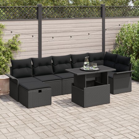 Juego de Sofá de Jardín de 8 Piezas con Cojines Negro Poliratán by , Outdoor sofas - Ref: Foro24-3359690, Price: 563,99 €, Di...