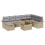 Conjunto de Sofá de Jardín de 9 Piezas con Cojines Beige Ratán Poliéster von , Outdoor-Sofas - Ref: Foro24-3359697, Preis: 59...