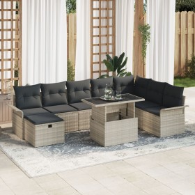 Conjunto de Sofás de Jardín de 9 Piezas con Cojines Gris Claro de Ratán Sintético by , Outdoor sofas - Ref: Foro24-3359699, P...