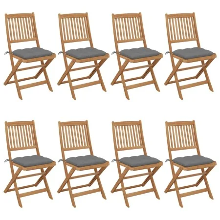 8 pcs folding garden chairs and solid acacia wood cushions by vidaXL, Garden chairs - Ref: Foro24-3075037, Price: 387,78 €, D...