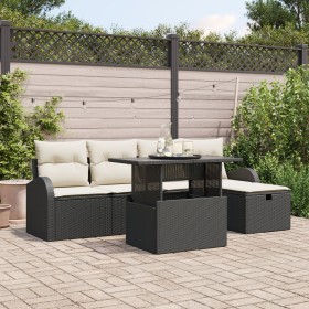 Juego de Sofá de Jardín de 6 Piezas con Cojines Ratán Poliéster Negro by , Outdoor sofas - Ref: Foro24-3359744, Price: 408,02...