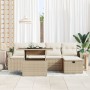 Juego de sofá de jardín de 6 piezas con cojines ratán poli beige von , Outdoor-Sofas - Ref: Foro24-3359748, Preis: 435,50 €, ...