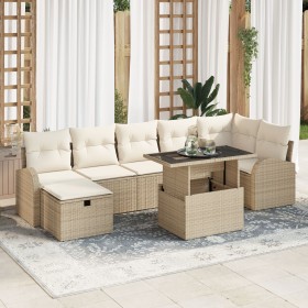 Juego de Sofá de Jardín de 8 Piezas con Cojines Beige Ratán Poliéster von , Outdoor-Sofas - Ref: Foro24-3359768, Preis: 574,2...
