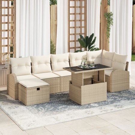 Juego de Sofá de Jardín de 8 Piezas con Cojines Beige Ratán Poliéster von , Outdoor-Sofas - Ref: Foro24-3359768, Preis: 574,2...