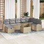 Juego de Sofá de Jardín de 9 Piezas con Cojines Beige de Ratán Polietileno de , Sofás de exterior - Ref: Foro24-3359777, Prec...