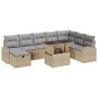 Juego de Sofá de Jardín de 9 Piezas con Cojines Beige de Ratán Polietileno de , Sofás de exterior - Ref: Foro24-3359777, Prec...