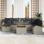 Conjunto de Sofás de Jardín de 9 Piezas con Cojines Gris Claro Poliratán by , Outdoor sofas - Ref: Foro24-3359779, Price: 658...