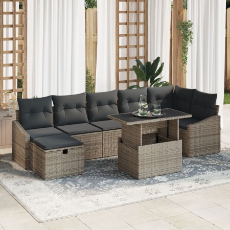 Conjunto de Sofá de Jardín de 8 Piezas con Cojines Gris Poliratán by , Outdoor sofas - Ref: Foro24-3359846, Price: 535,70 €, ...