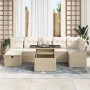 Conjunto de Sofás de Jardín de 8 Piezas con Cojines Beige Ratán Poliéster von , Outdoor-Sofas - Ref: Foro24-3359848, Preis: 5...