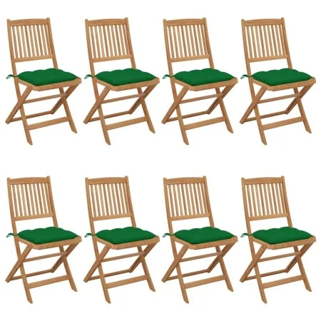 8 pcs folding garden chairs and solid acacia wood cushions by vidaXL, Garden chairs - Ref: Foro24-3075041, Price: 381,71 €, D...